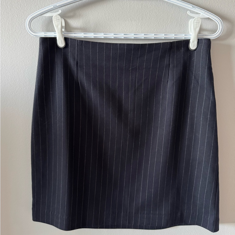 Dynamite Blue Pinstripe Mini Skirt